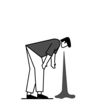 illustration of flat character drunk, vomiting vector