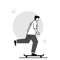 flat character illustration of a skateboarder using a skateboard vector