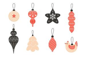 Set of Christmas Glass Tree Ornaments vector