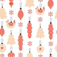 Seamless Pattern with Christmas Tree Glass Ornaments vector