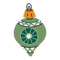 Soviet Christmas tree toy. A round ball with a large flower, a glass colored toy. Cute illustration in vintage colors. New Year, Christmas elements. An isolated object is hanging on the Christmas tree vector