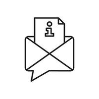 Email with Information Document Line Icon for Support and Communication. Email and Info Document Sign, Online Support Service Outline Symbol. Editable Stroke. Isolated Illustration vector