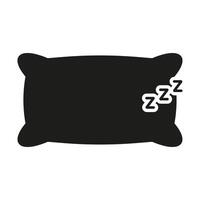 Pillow Silhouette Icon With Zzz Symbol. Sleep And Rest Solid Pictogram. Isolated Illustration vector
