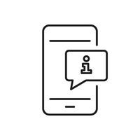 Mobile Info and Support Line Icon for Customer Assistance and Help. Information Message for Online Support and Communication Outline Symbol. Editable Stroke. Isolated Illustration vector