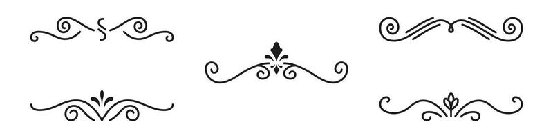 Vintage Flourish Line Dividers and Swirls Collection. Classic Ornamental Scrolls and Decorative Borders Set. Isolated Illustration vector