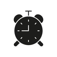 Alarm Clock Silhouette Icon, Symbol of Timing for Fitness, Meals, Exercise. Scheduled Activities. Isolated Illustration vector