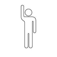 Person Icon Waving Hand Line Icon. Greeting Gesture Symbol. Human Figure with Raised Arm in Greeting Gesture. Editable Stroke. Isolated Illustration vector