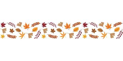 Autumn botanical border. Seamless horizontal pattern with colorful leaves. Decoration for Fall, Thanksgiving and Harvest Day design. illustration vector