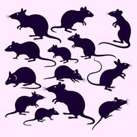 Rat and Mouse Silhouette Collection for Art and Graphic Designs vector