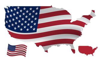 USA Map with American Flag Overlay for Patriotic Designs and High Quality Digital Use vector