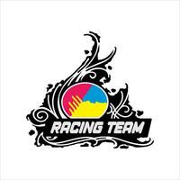 Racing team writing decorated with tribal on a white background vector
