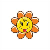 Smiling sunflower on white background vector
