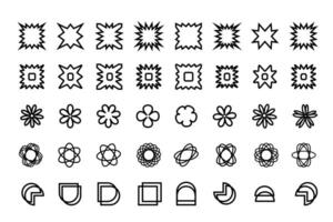 Brutalist geometric shapes symbols simple primitive elements and forms bauhaus retro design trendy vector