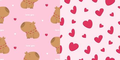 Seamless pattern with lovely capybara vector