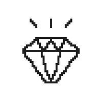 Diamond Pixelated Icon. Pixel Art Symbol of a Precious Gemstone. Luxury and Value. Shining Gem Symbolizing Wealth and Brilliance. Isolated Illustration vector