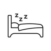 Bed With ZZZ Line Icon. Sleeping Bed With Blanket Outline Symbol. Restful Sleeping Area. Cozy Sleeping Place. Editable Stroke. Isolated Illustration vector