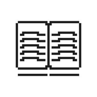 Open Book Pixelated Icon. Pixel Art Symbol Of Book or Document. Knowledge and Education. Isolated Illustration vector