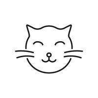 Cat Face with Closed Eyes Line Icon. Peaceful Feline Rest Outline Symbol. Calm and Relaxed Pet Expression. Editable Stroke. Isolated Illustration vector