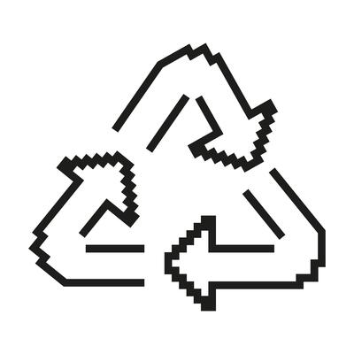 Pixel Art Recycle Icon. Pixelated Recycling Symbol. Sustainability Sign. Isolated Illustration
