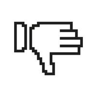 Pixelated Thumbs Down Icon. Negative Feedback Gesture in Pixel Art Style. Symbol of Disapproval or Bad Feedback. Isolated Illustration vector