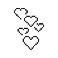 Group of Pixel Hearts Icon. Pixelated Symbol of Love and Connection. Isolated Illustration vector