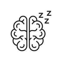 Brain With ZZZ Line Icon. Sleeping Mind Concept Outline Symbol. Restful Human Brain. Mental Rest And Relaxation. Editable Stroke. Isolated Illustration vector