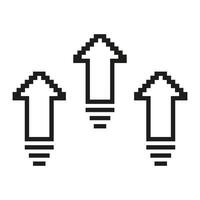 Upward Arrows Pixelated Icon. Pixel Art Symbol of Growth and Progress. Development and Improvement. Upward Movement for Success and Advancement. Isolated Illustration vector