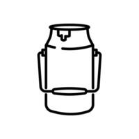 milk on bucket icon in line style vector