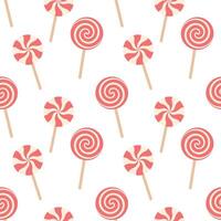 Candy cane seamless pattern. Caramel stick, lollipop, candy cane on white background. Christmas texture, textile design vector