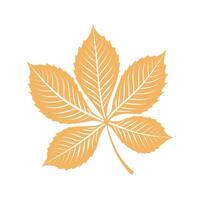 Chestnut tree leaf silhouette on white background. Autumn design element. Flat style illustration vector