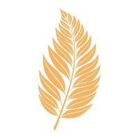 Silhouette of yellow rowan leaf on white background. Autumn design element. Flat style illustration vector