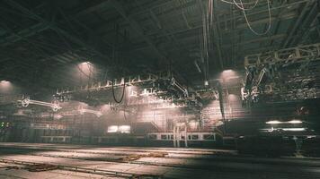 Cargo terminal in a vast space station during an active loading operation video