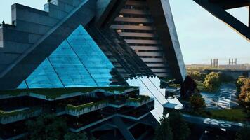 Futuristic architectural design of a modern building in an urban setting video