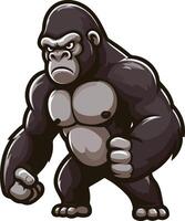 A minimal and Gorilla silhouette with a black color silhouette white background vector