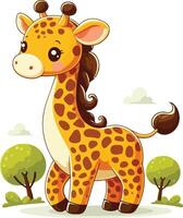 A drawing of a giraffe with a picture of a giraffe on it vector