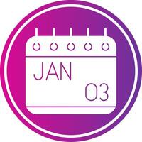 January Glyph Gradient Circle Icon vector