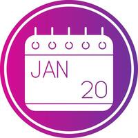 January Glyph Gradient Circle Icon vector