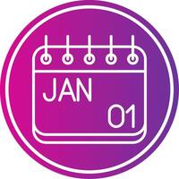 January Glyph Gradient Circle Icon vector