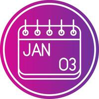 January Line Gradient Circle Icon vector