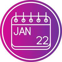 January Line Gradient Circle Icon vector