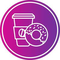Coffee And Donut Line Gradient Circle Icon vector