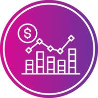 Stacked Bar Chart Line Gradient Circle Icon vector