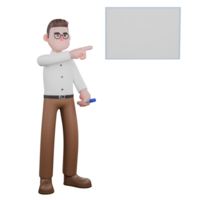 Illustrated of a Professional Sociologist. A male sociologist is standing next to a whiteboard while pointing forward. Social Research Model png