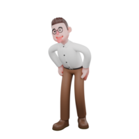 Male Sociologist 3D Model. A male sociologist is standing leaning forward with both hands on his waist. Professional png