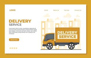 Delivery service website landing page template. illustration in flat style. vector