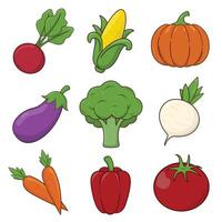 Vegetables icon set. Cartoon doodle illustration of vegetables icons for web vegetable vector