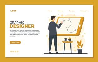 Graphic designer landing page template concept for web page template and landing page vector