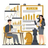 business strategy Business people working in office. Teamwork concept. illustration in flat style vector