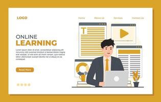 Online learning landing page. Online learning concept. Flat style illustration vector