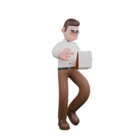 Sociologist in 3D. A male sociologist is standing with one of his legs bent and pointing to a clipboard he is carrying. Professional Sociology png